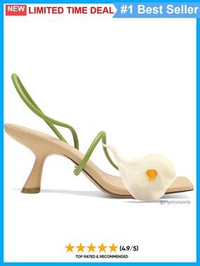 Floral Strappy Kitten Heel Sandals Square Toe Ankle Strap Lace Up